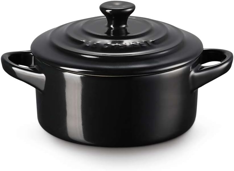 LE CREUSET Mini-Cocotte aus Steinzeug, 200 ml, 10 x 5 cm, Schwarz glänzend, 71901101400000, Schwarz