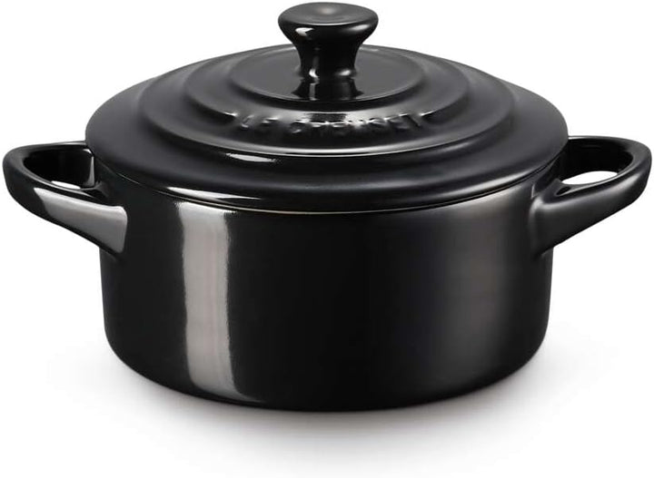 LE CREUSET Mini-Cocotte aus Steinzeug, 200 ml, 10 x 5 cm, Schwarz glänzend, 71901101400000, Schwarz
