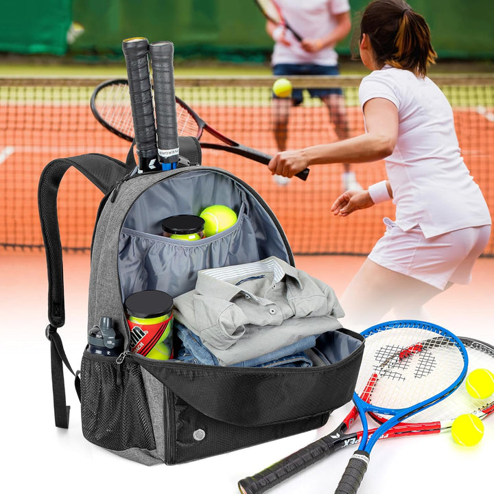 DSLEAF Tennisrucksack mit Schuhfach, Tennistasche für 2 Schläger mit Gepolsterten Schultergurten und