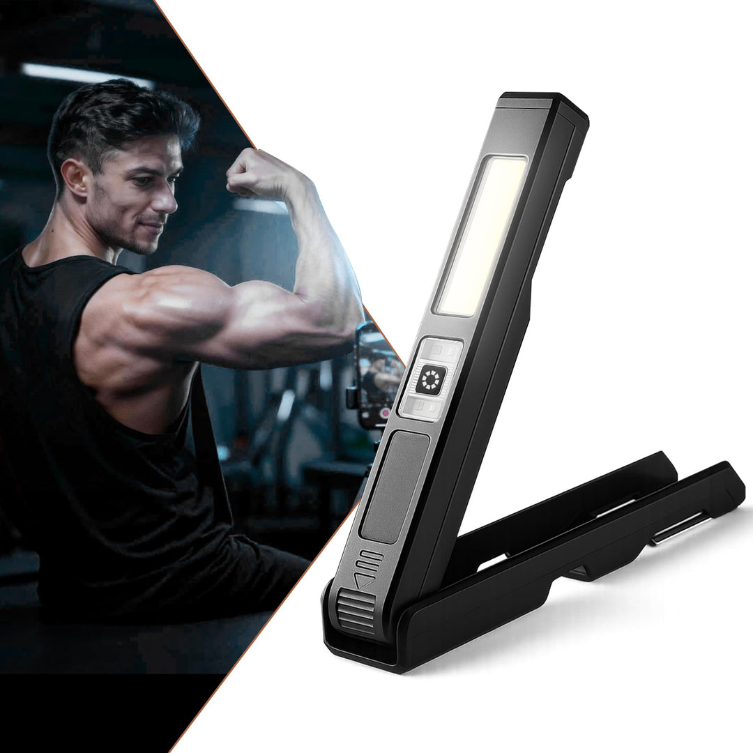 LED Magnet Posing Lampe Gym, USB Aufladbar Campinglampe, Batterie Hell Werkstattlampe, Akku Handheld
