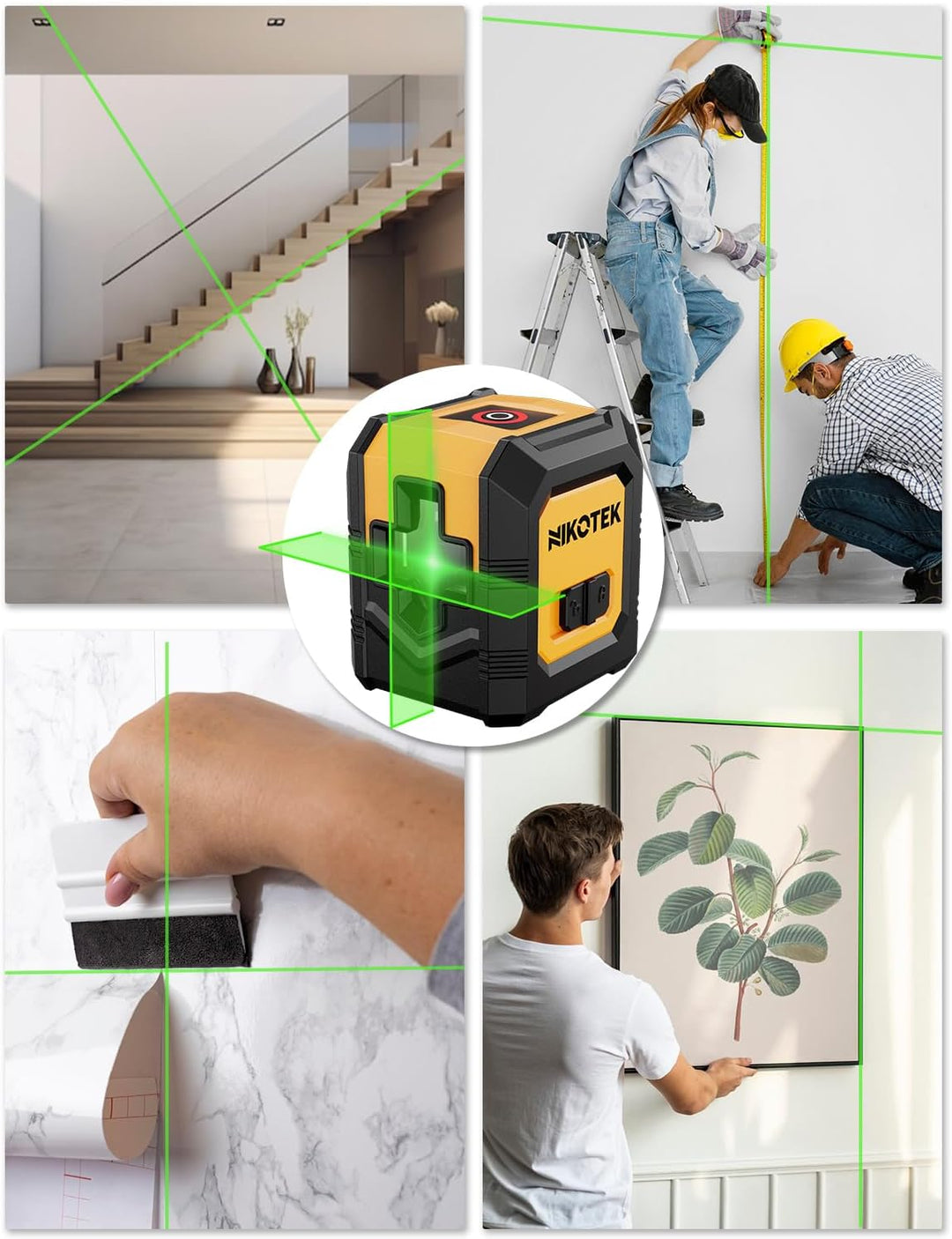 Kreuzlinienlaser, NIKOTEK Laser Wasserwaage (Vertikale/Horizontale Laser, IP54, 2 x AA Batteriem, Sc