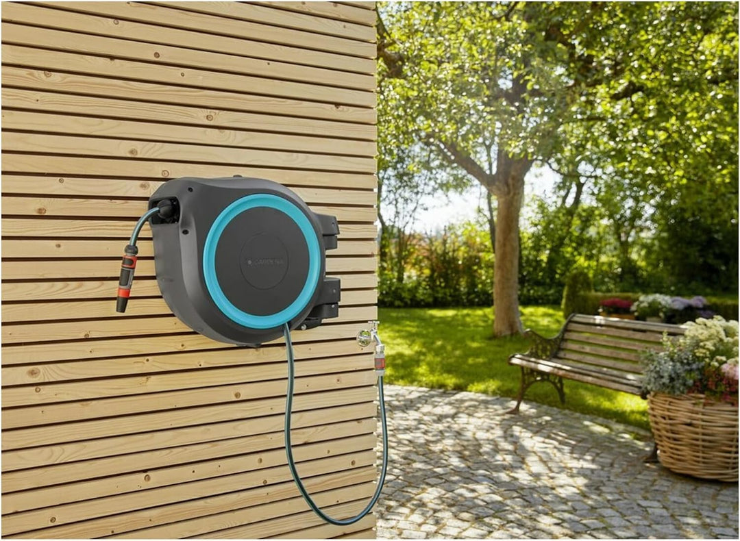 Gardena Wand-Schlauchbox türkis RollUp XL 35 m Multibrause 18313