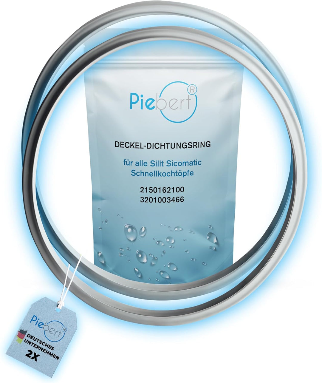 2x Piebert Dichtung 39154 22cm für Silit Sicomatic® Schnellkochtopf Deckel, grau, Silikon, 22cm Inne
