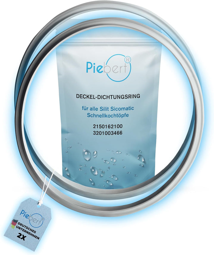 2x Piebert Dichtung 39154 22cm für Silit Sicomatic® Schnellkochtopf Deckel, grau, Silikon, 22cm Inne