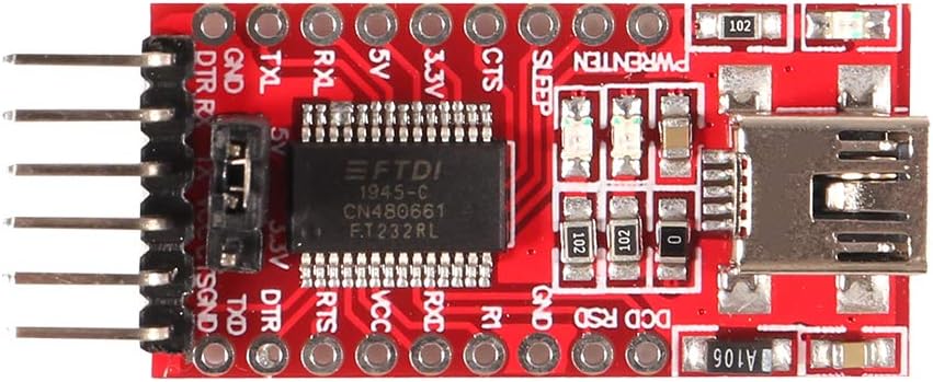 AITRIP 4X FTDI Serial Adapter FT232RL USB zu TTL Adapter 3,3V / 5V Modul Mini Port für Arduino und R