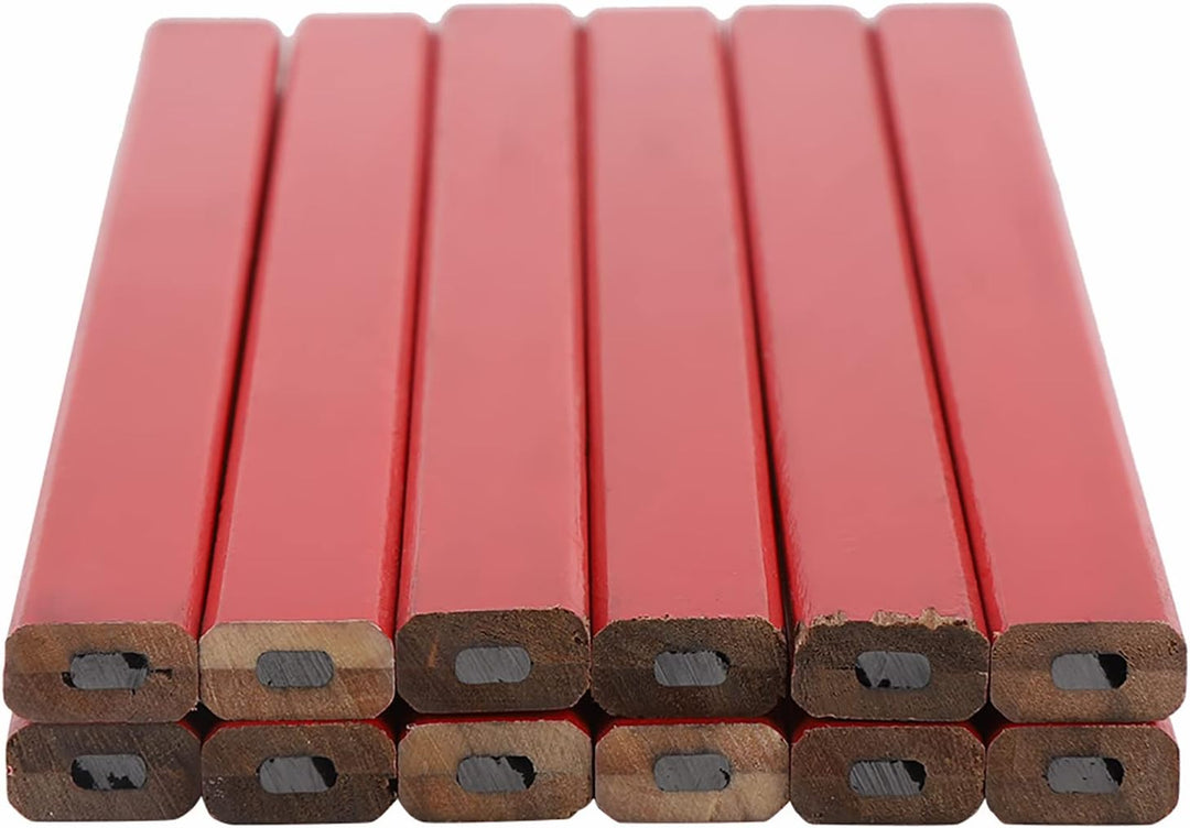 72Pcs 175mm Red Carpenter Pencil Achteckige Hartholz Markierung Bleistifte