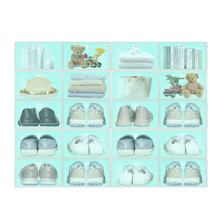 Schuhkarton 20er Set – Schuhbox Klappdeckel mit transparentem Fenster, stapelbar für 23×33×14 cm Sne