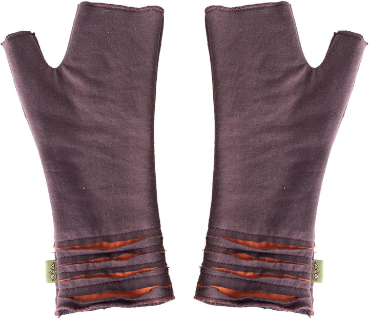Vishes - alternative Bekleidung - Bestickte Damen Handschuhe Stulpen mit Daumen Fleece Gefüttert Bra