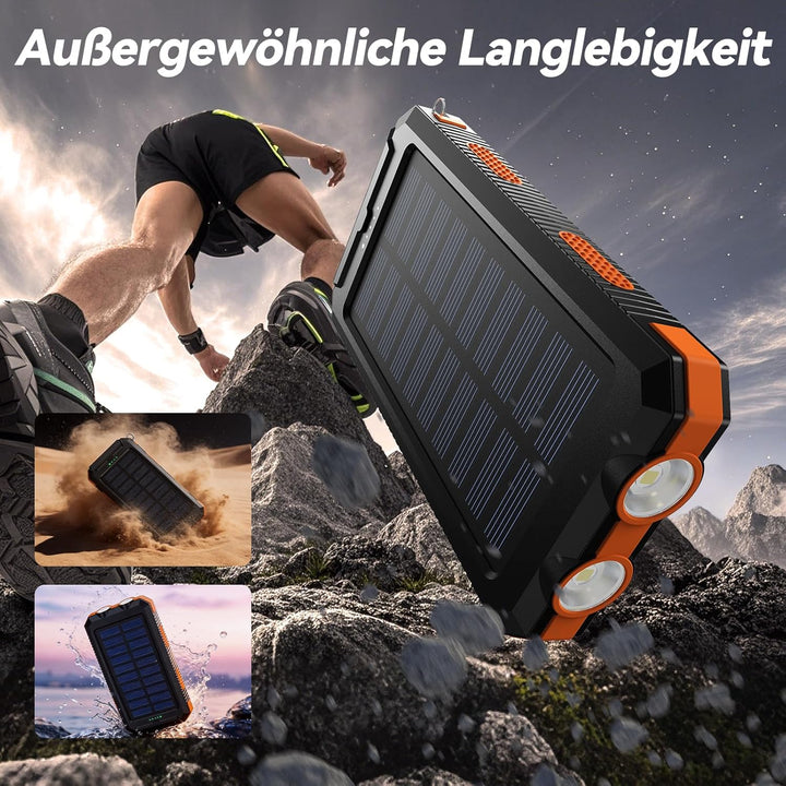 Vikeri Solar Powerbank 26800mAh, Tragbares Solarladegerät | Wasserdichtes USB C Externer Akku mit 4