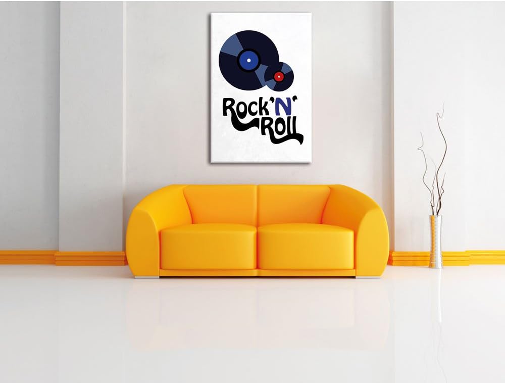 Pixxprint Rock 'n' Roll Schallplatten als Leinwandbild/Grösse: 100x70 cm/Wandbild/Kunstdruck/fertig