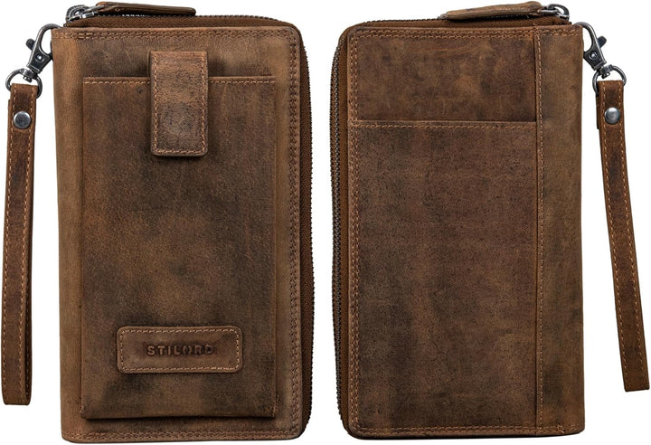 STILORD 'Kieran' Reisebrieftasche Leder Reise-Geldbörse mit Handyfach Handgelenktasche viele Fächer