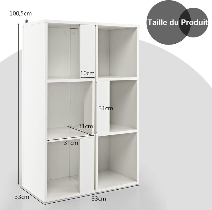 GOPLUS 2er Set Bücherregal, Standregal mit 3 Offenen Fächern, Lagerregal Würfelregal Holz, Aufbewahr