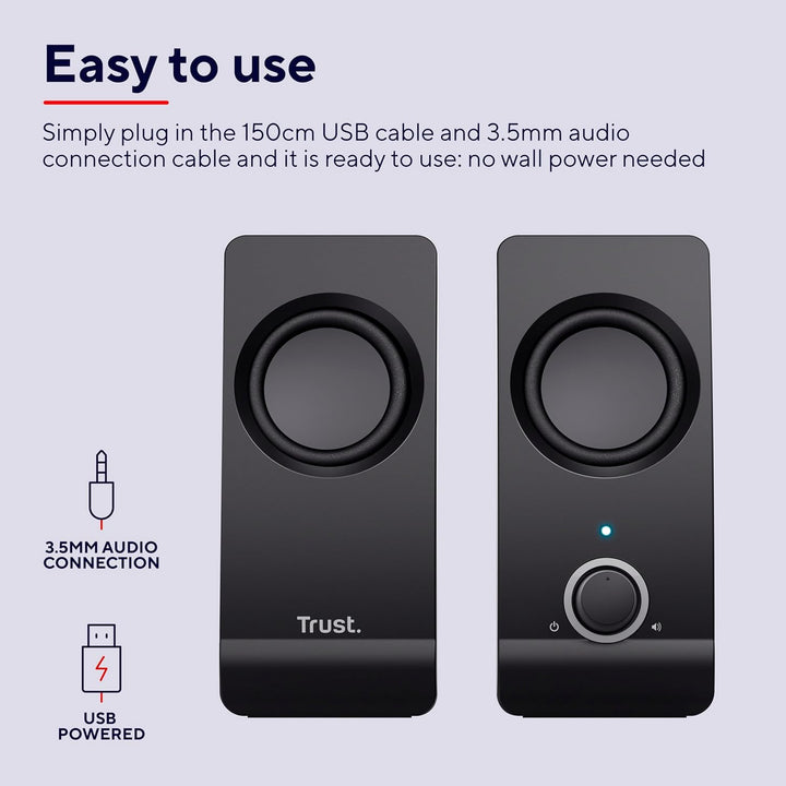 Trust Remo 2.0 PC Lautsprecher Boxen 16 W (8 W RMS), 3,5 mm Audioanschluss, Stromversorgung über USB