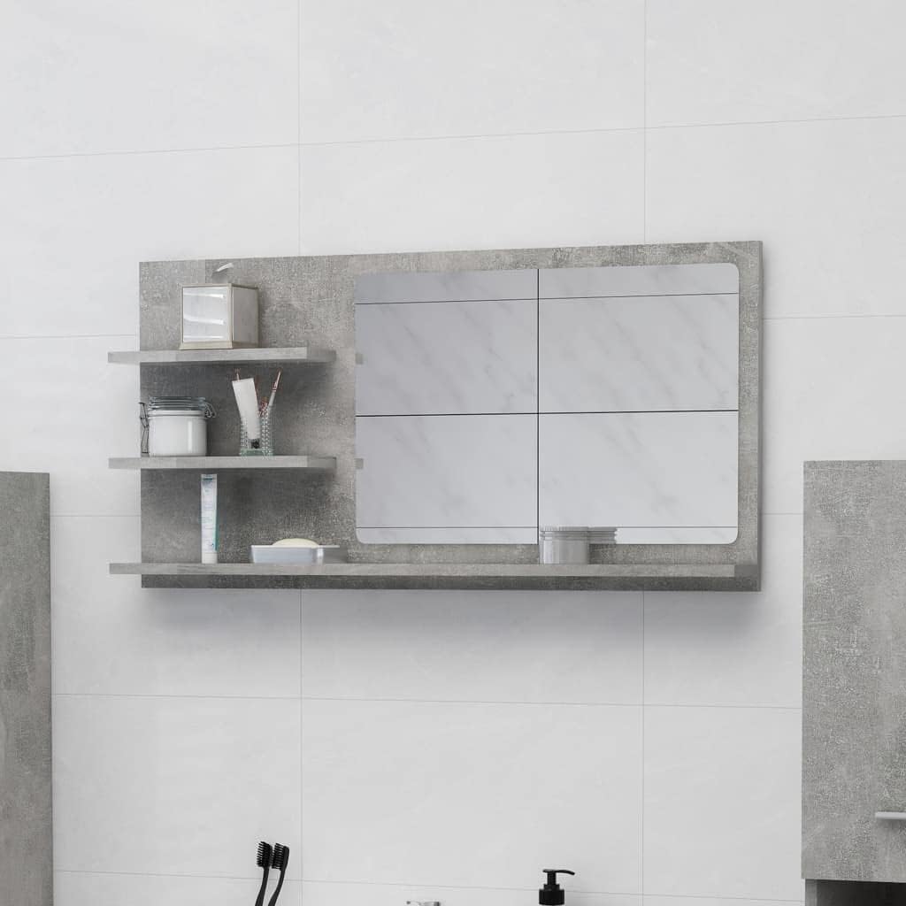 homiuse 90x10,5x45 cm Badspiegel Spiegel mit 3 Regale Rechteckiger Wandspiegel Mirror Badezimmerspie