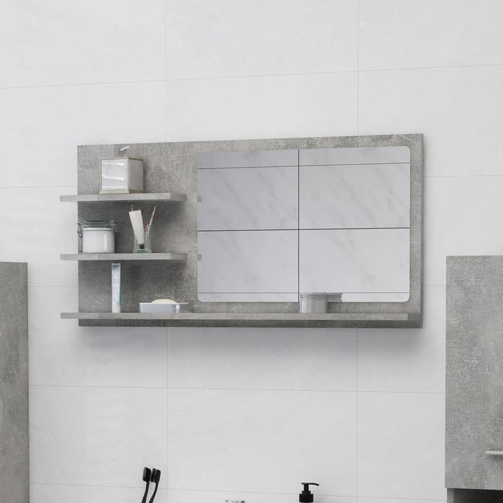 homiuse 90x10,5x45 cm Badspiegel Spiegel mit 3 Regale Rechteckiger Wandspiegel Mirror Badezimmerspie