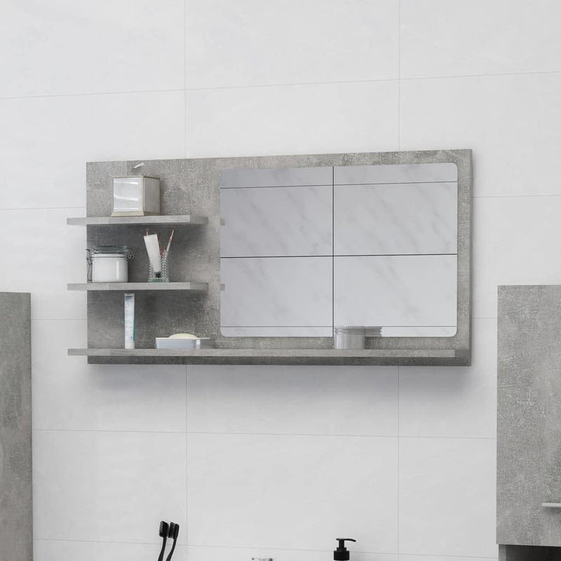 homiuse 90x10,5x45 cm Badspiegel Spiegel mit 3 Regale Rechteckiger Wandspiegel Mirror Badezimmerspie