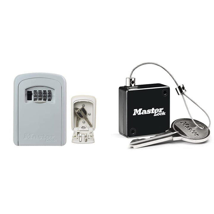 Master Lock Schlüsseltresor + Ausziehbares Schlüsselkabel [Weiss] [Medium] [Wandhalterung] - 5401EUR