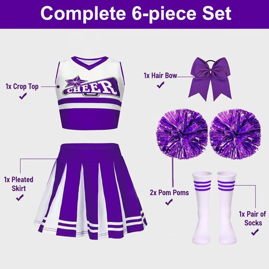 Kostüm Pompom Karneval Mädchen Kostüm Cheerleader Mädchen mit Haarspange Schleife Majorette Stick Po