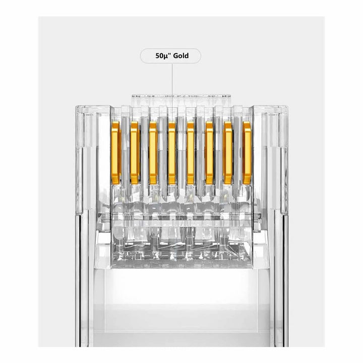 VIVOCH 50 Pcs Cat7 RJ45 Pass Through Connectors, Cat7 RJ45 Pass Through Plugs, Cat7 2-Piece Metal Sh