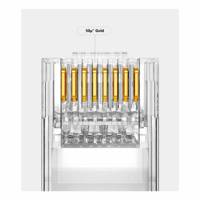 VIVOCH 50 Pcs Cat7 RJ45 Pass Through Connectors, Cat7 RJ45 Pass Through Plugs, Cat7 2-Piece Metal Sh