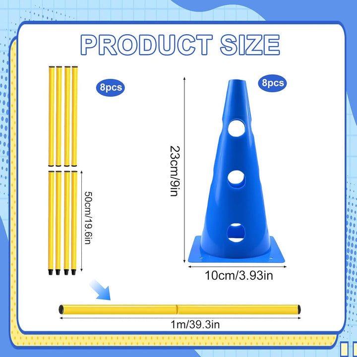 4 Stück Steckhürdenset Grosse Hunde, Hundeparcours Kegel Plastik Agility Set Hunde Klein Indoor Eins