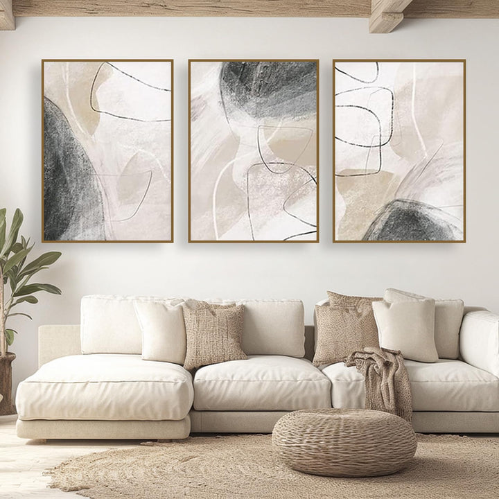 UGZDEA Abstrakt Leinwand Poster 3er Set, Moderne Geometrie Formen Leinwand Bilder Wohnzimmer Schlafz