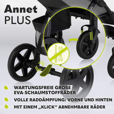 LIONELO Annet Plus Buggy bis 22 kg mit Liegefunktion, Kinderwagen klein zusammenklappbar mit Zubehör