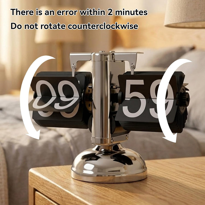 HERCHR Flip-Schreibtischuhr, Retro-Digital-Flip-Down-Uhr, Edelstahl Automatische Mechanische Uhr mit