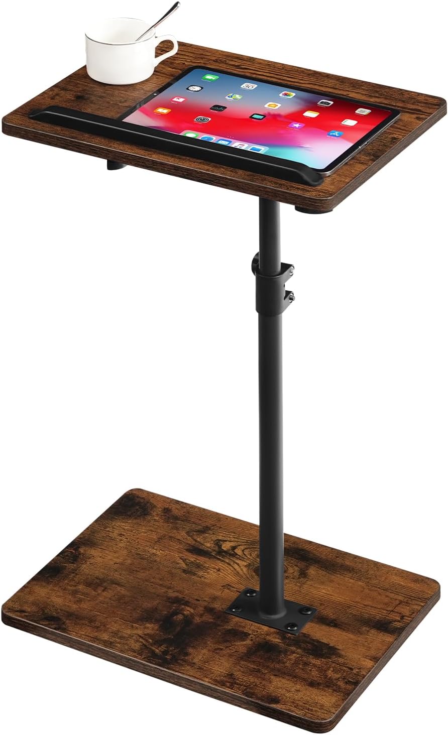 360° Drehbarer Beistelltisch, C-Form, Wohnzimmertisch mit Einstellbarer Höhe von 50,8-75 cm, Nachtti