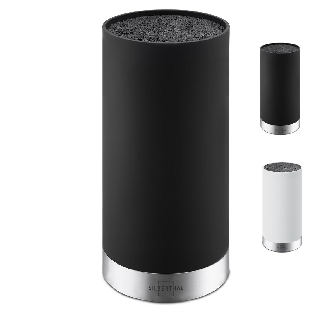 SILBERTHAL Universal Messerblock ohne Messer - herausnehmbarer Borsteneinsatz - Rund - Schwarz - Rec