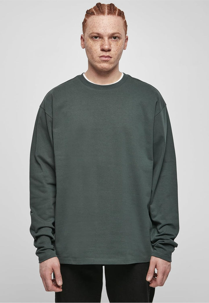 Urban Classics Herren Ultra Heavy Oversized Longsleeve L Bottlegreen, L Bottlegreen