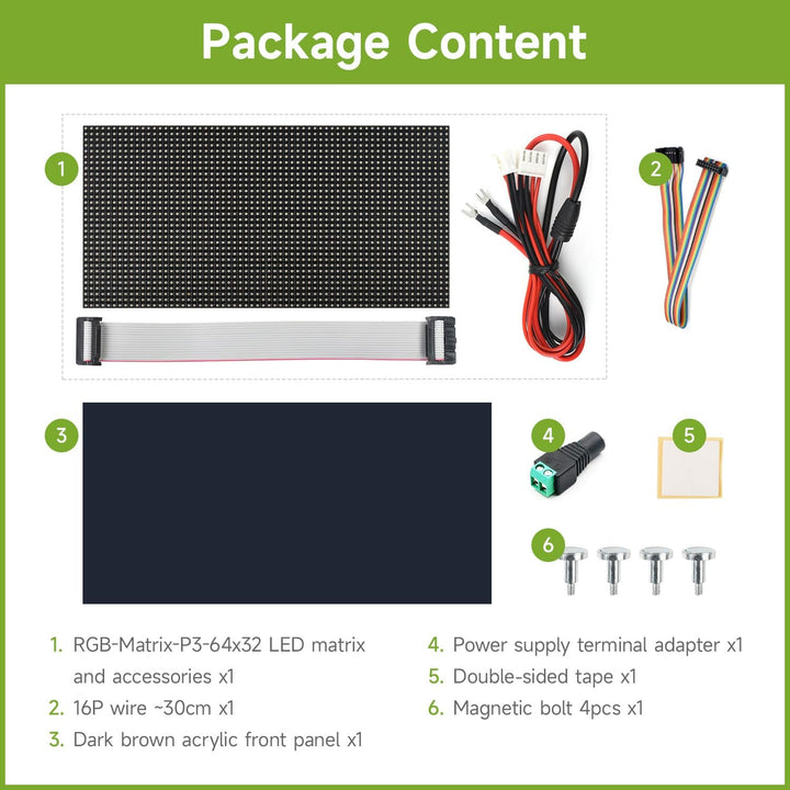 Waveshare RGB Full-Color LED Matrix Panel 64×32 Pixels Display Screen 3mm Pitch Digital Led Module A