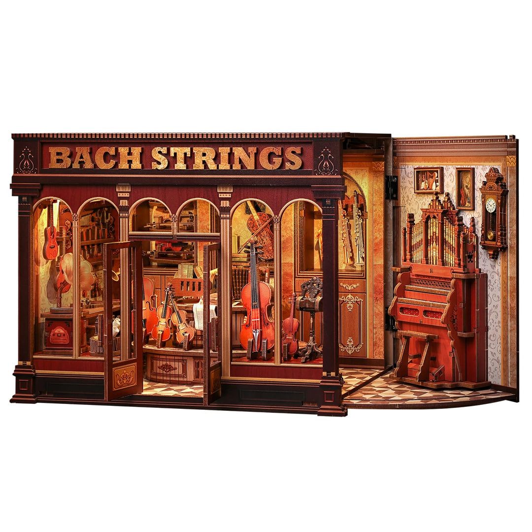 Book Nook Kit - Miniatur Puppenhaus mit LED: 3D Holz-Puzzle Buchstütze, Retro-Deko Bücherregal, klas