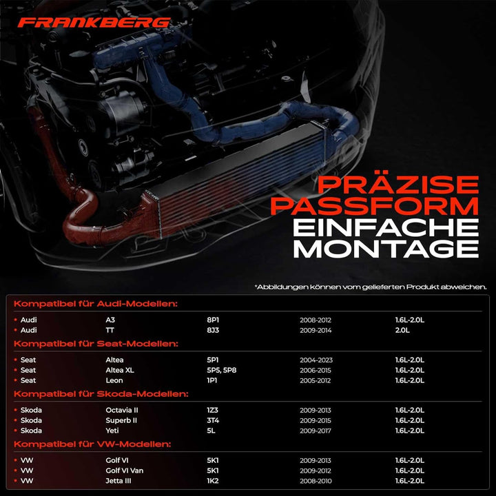 Frankberg Ladeluftkühler Kompatibel mit A3 8P 2006-2013 TT 8J3 8J9 2009-2014 Golf 2009-2014 J.e.t.t.