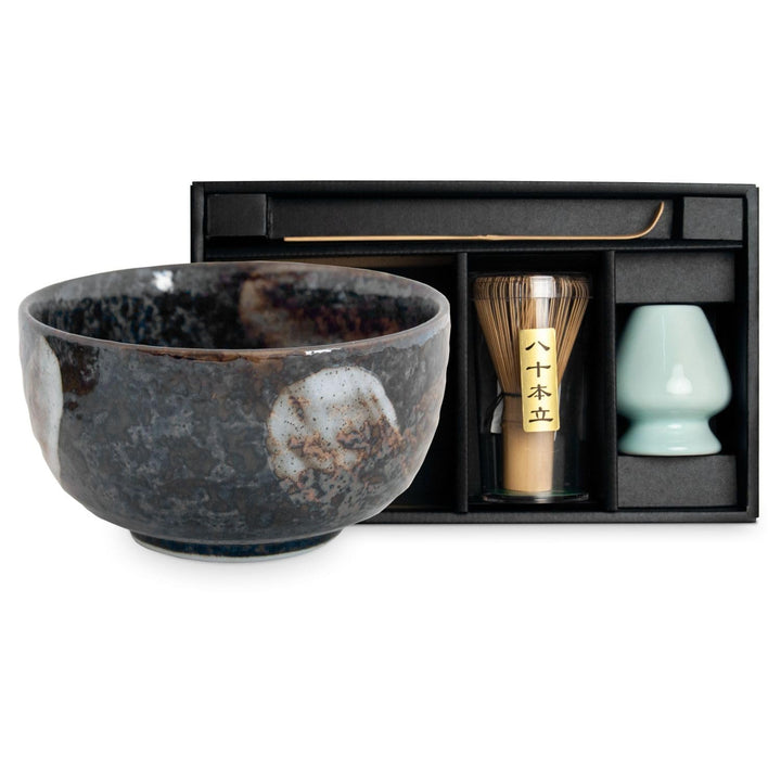 Matcha Schale Set aus Japan in Geschenkbox Matchaschale inklusive Bambus Besen, Bambus Löffel und Be