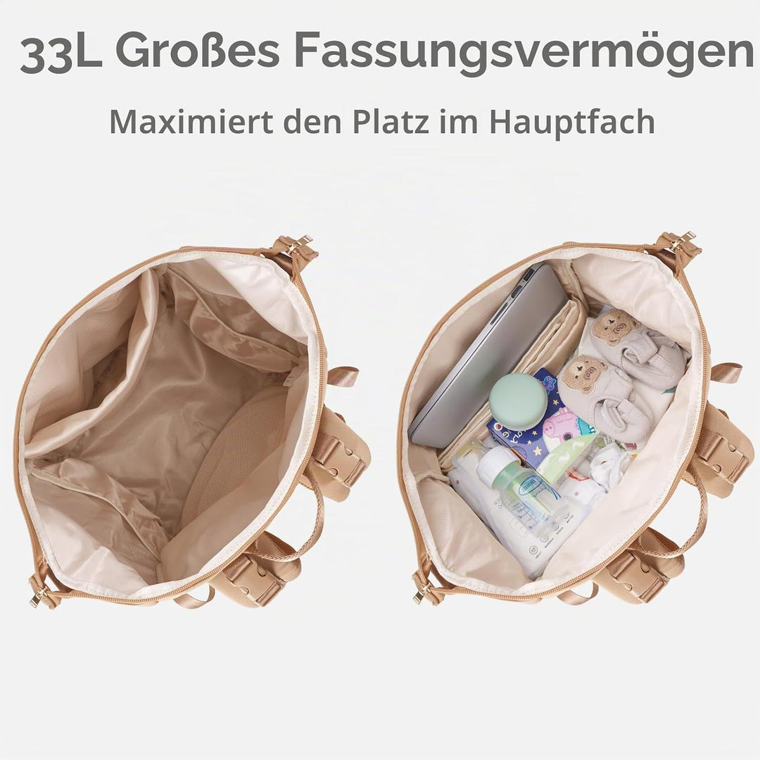 CEI-CEI Baby Wickeltasche/Rucksack mit Isolierter Flaschentasche, Wasserdichtes Neoprengewebe, Wicke