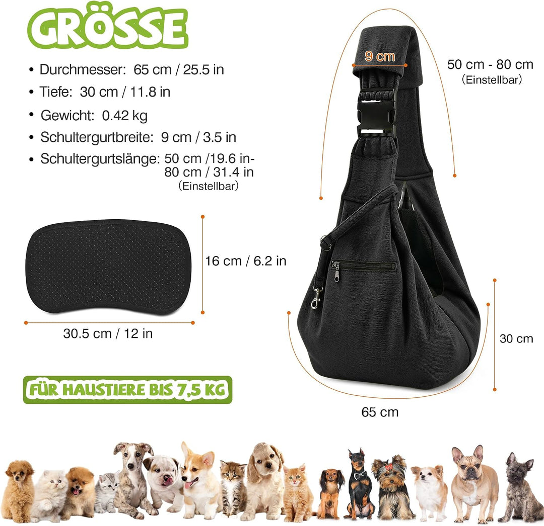 ALLSOPETS Hundetragetasche für Kleine Hunde und Katzen, Atmungsaktive Hundeschlinge mit Sicherheitsl