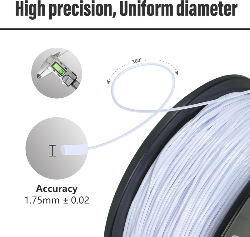 TPU-Filament 1,75 mm, flexibles Filament 3D-Drucker-Filament, weiches TPU-3D-Druck-Filament, Papier