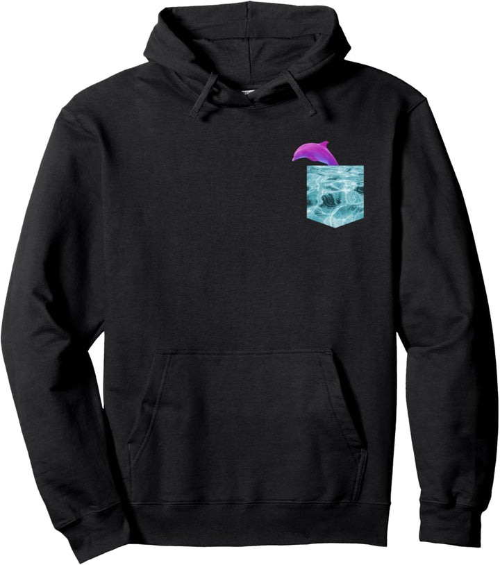 Vaporwave Dolphin Grafik Geschenk Wasser Taschenform Design Pullover Hoodie