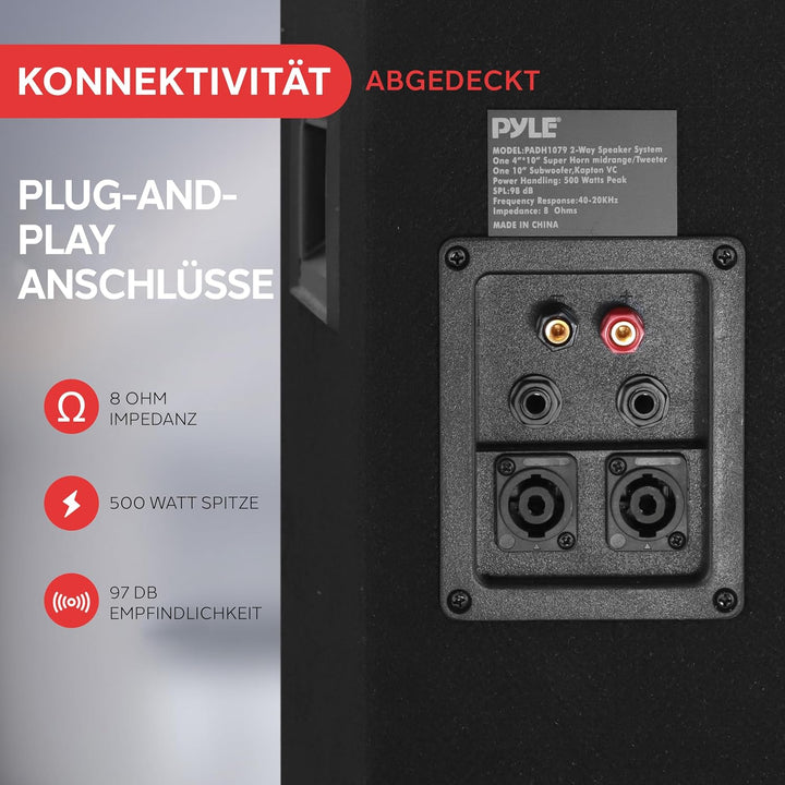 PylePro 500W Lautsprecher Passiv mit 10" Subwoofer – 2-Wege Soundsystem für Auto, DJ, Bühne & Heimki