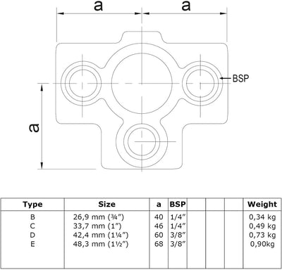 Rohrverbinder Typ 24 3-Richtungs-T-Stück Ø 48,3 mm