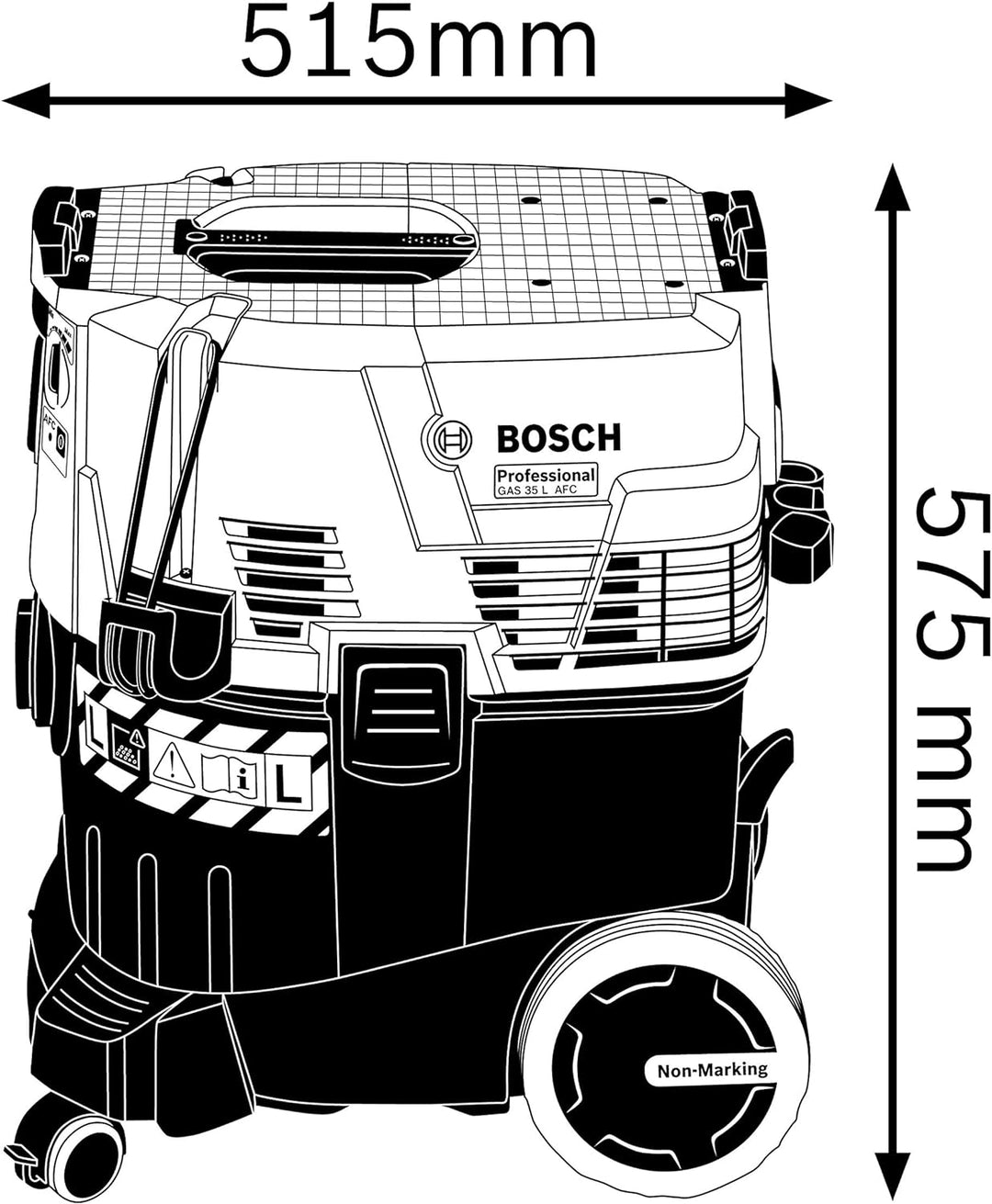 Bosch Professional Nass-/Trockensauger GAS 35 L AFC (inkl. 1x Zellulose-Flachfaltenflter, Fugendüse,