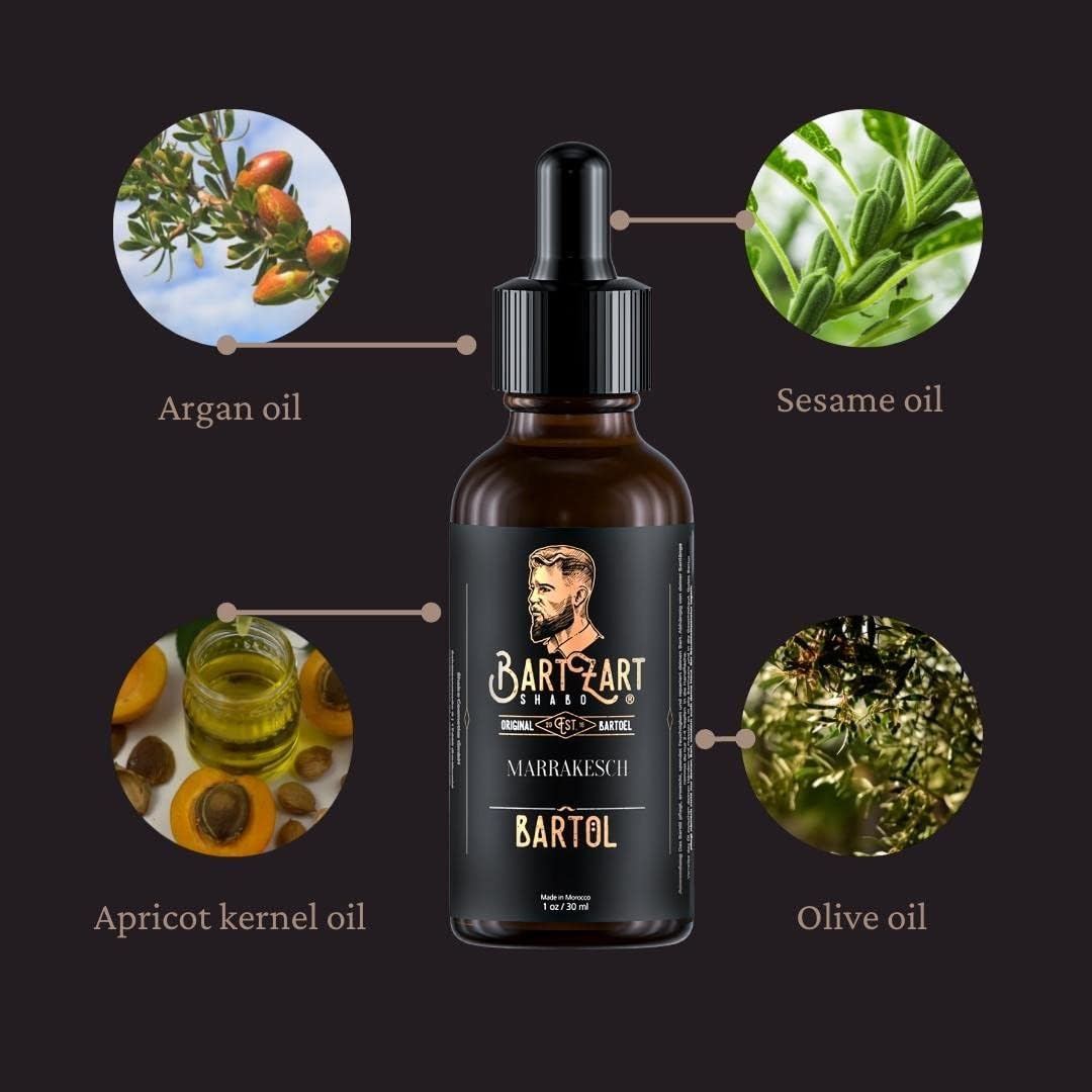 BartZart Shabo Bartbürste Set aus hochwertigem Bartöl mit Zedernholz, natürliches Bart Balsam & Bart