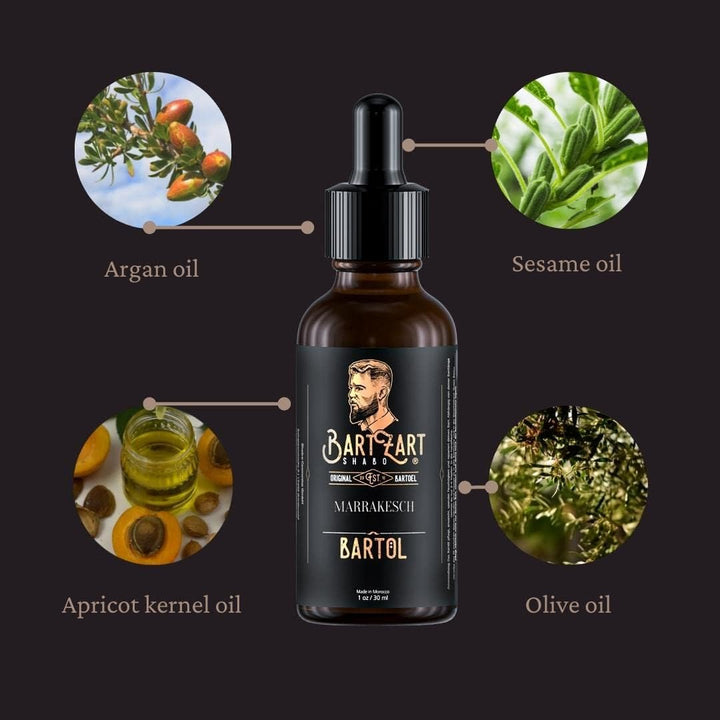 BartZart Shabo Bartbürste Set aus hochwertigem Bartöl mit Zedernholz, natürliches Bart Balsam & Bart