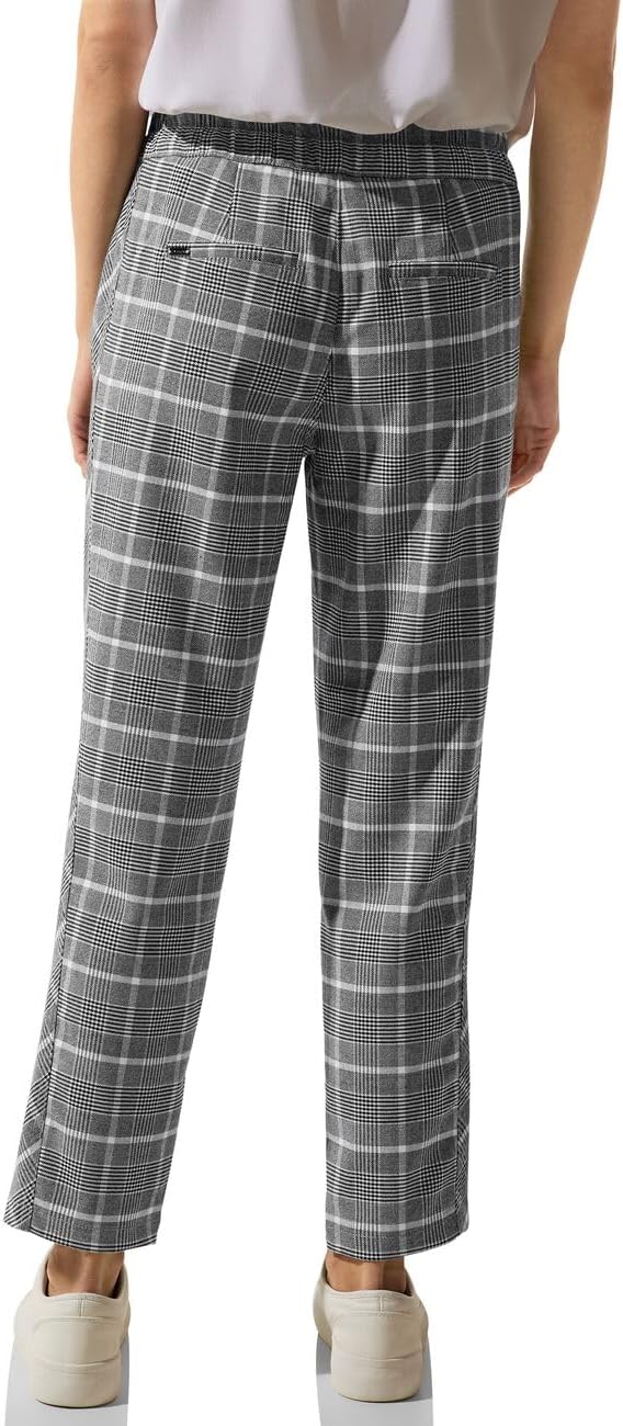 Street One Damen Joggpants Kariert 34W / 28L Pure Grey, 34W / 28L Pure Grey