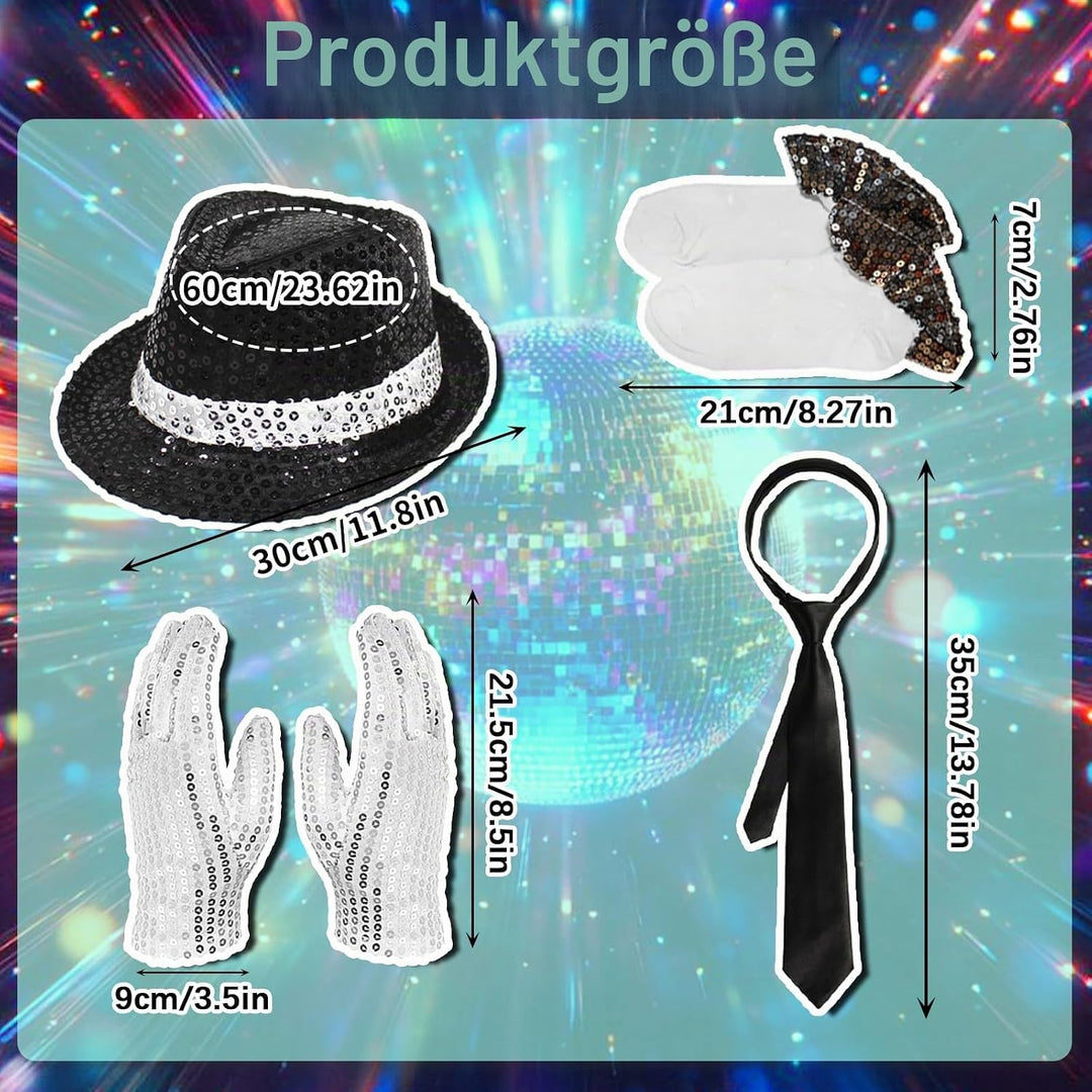 Erwachsenenkostüm King of Pop, 80er Jahre Tänzerin Rocker Star Cosplay Verkleidung Kostüm Zubehör mi