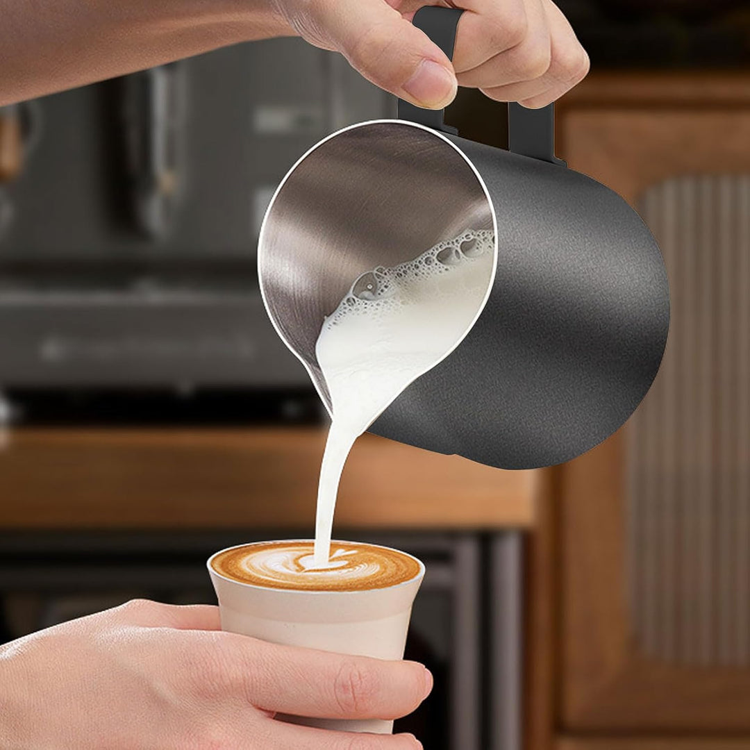 Espresso-Milchaufschäumkrug, Metall-Milchaufschäumbecher, 350 ml/600 ml, Edelstahl, Milchaufschäumkr