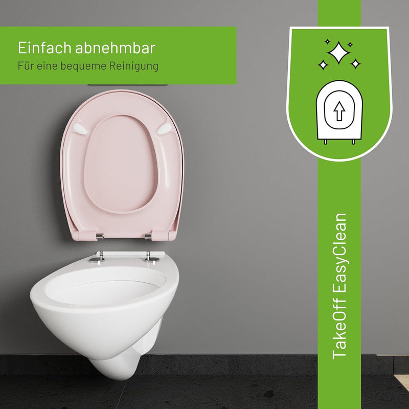 LUVETT® WC-Sitz mit Absenkautomatik C100 oval universell, Toilettendeckel mit 3 Edelstahl Montagelös