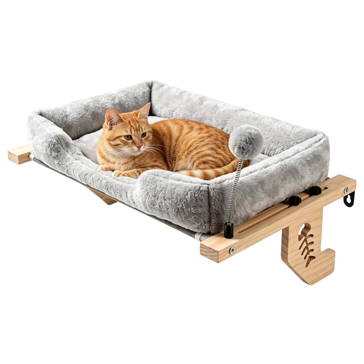 Katzen Fensterbett Sonnenliegeplatz Mit Flauschigem Plüschkissen Und Einem | Fensterbrett Kätzchen R