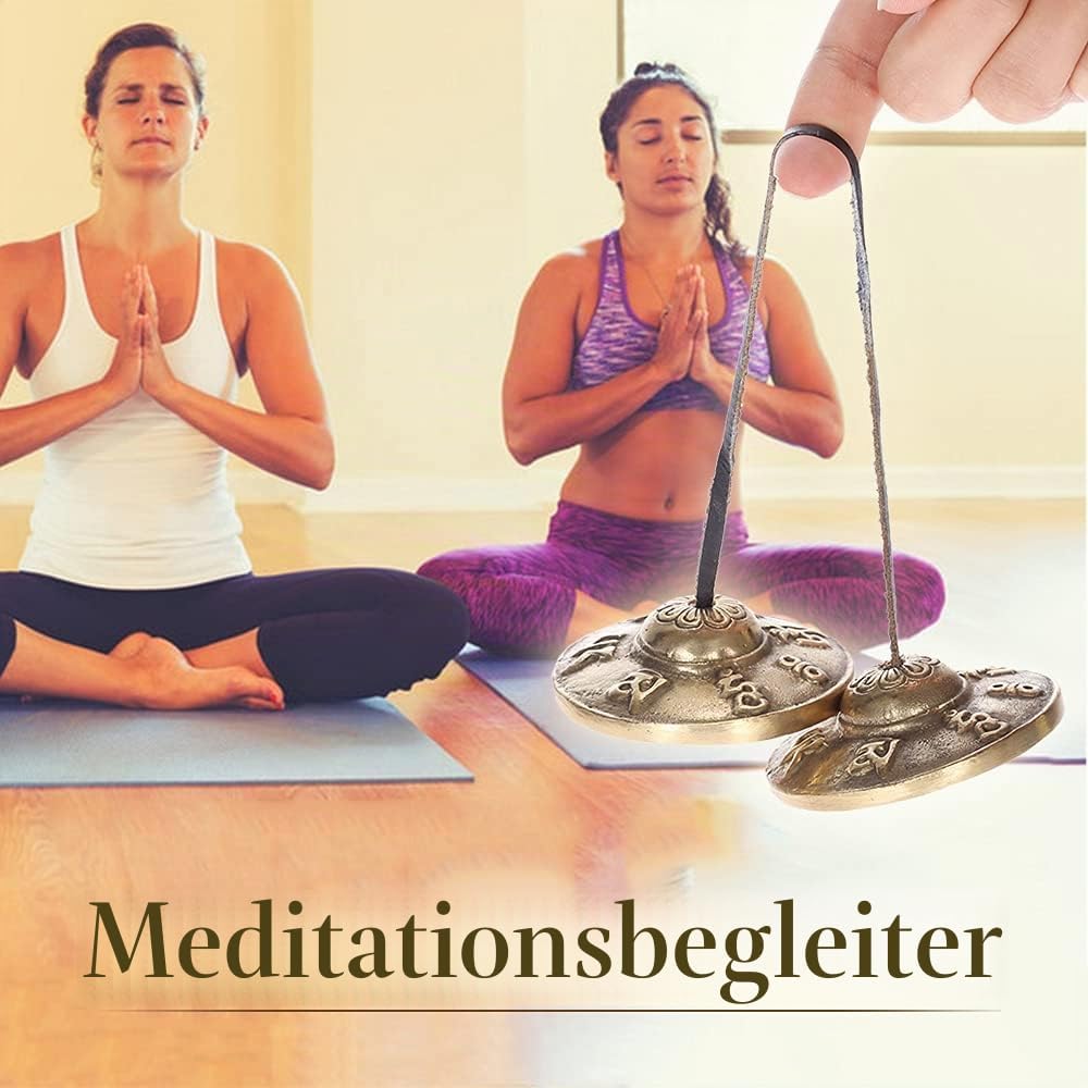 Zimbel Tibetische Meditations Tingsha Zimbeln mit Buddhistischen Glückssymbolen, Chinesische Deko, M